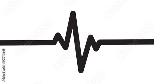 ECG heartbeat line in simple minimalist style with black color on white background for medical illustration