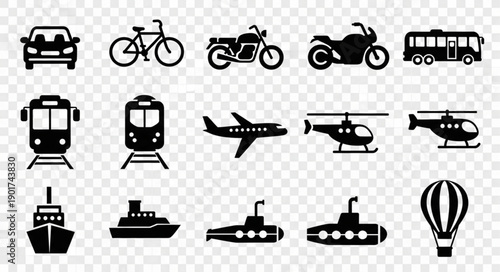 Collection of Transportation Icons Vector Art.