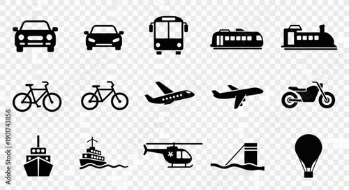 Collection of Transportation Icons Vector Art.