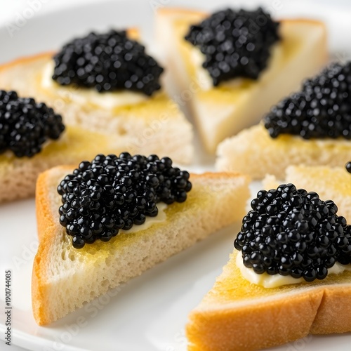 Black Caviar on Buttered Toast Points