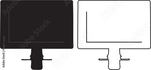 Black and white monitor silhouettes computer monitor