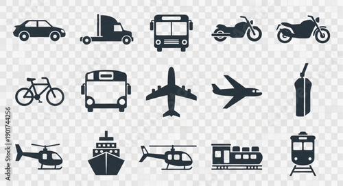 Collection of Transportation Icons Vector Graphic.