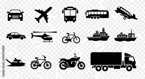 Collection of Transportation Icons Vector Graphics.