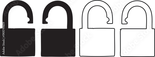 Black and white padlock silhouettes 4