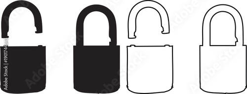Black and white padlock silhouettes 6