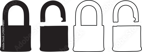 Black and white padlock silhouettes 15