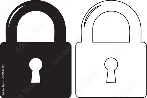 Black and white padlock silhouettes security safety 1