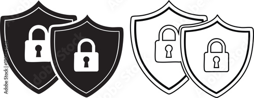 Black and white shield with padlocks security protection 6