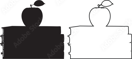 Black and white silhouette apples on blocks