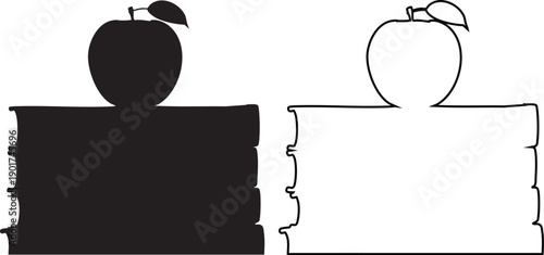 Black and white silhouette apples on pedestals silhouettes