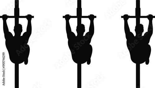 Silhouette Of Athletic Man Performing Hanging Leg Raises On Pull Up Bar For Core Strength Training And Fitness Concept Illustration