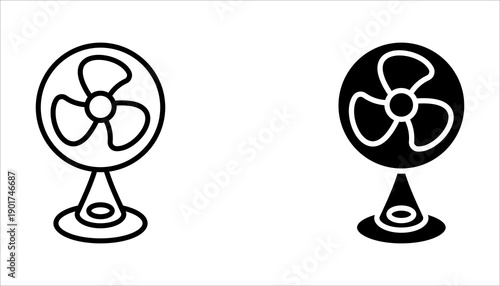 a collection of fan speed icons, symbols for cooling a room, on a white background.