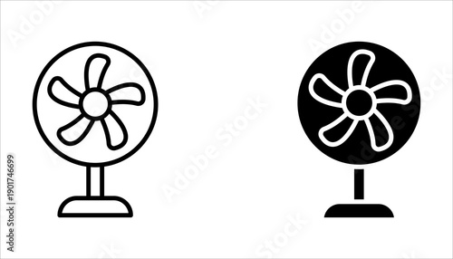 a collection of fan speed icons, symbols for cooling a room, on a white background.