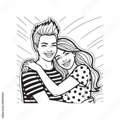 A man and woman are hugging each other