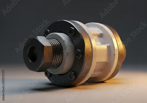 Heavy-Duty Fission Containment Bolt, Worn Cast Iron, Amber Radiation Glow.