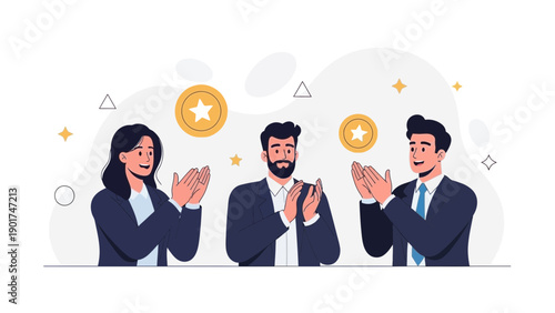 Business Team Applauding Success, Celebrating Achievement, Corporate Recognition