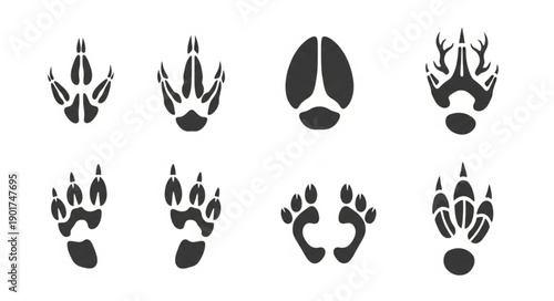 Collection of Animal Footprints and Paw Prints Icons.
