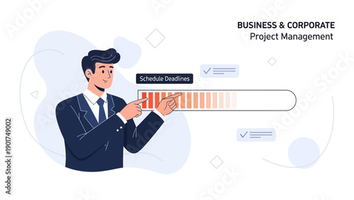 Business Man Tracking Project Management Schedule and Deadlines