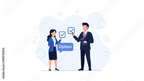 Business People Making Choice and Decision with Checklists and Option Button