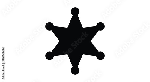 A stark black silhouette depicts a classic six pointed sheriff s star emblematic of western law enforcement high quality professional
