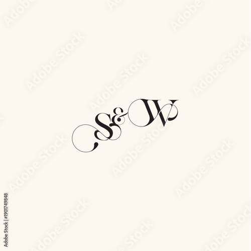 elegancy and beauty in one look WS with monogram concept letter wedding caligraphic logo