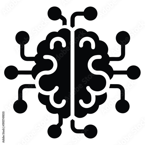 ai brain vector icon on white background