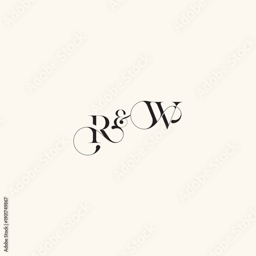 elegancy and beauty in one look WR with monogram concept letter wedding caligraphic logo
