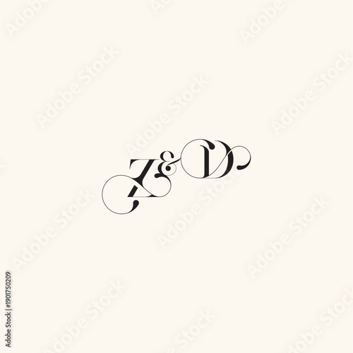 wedding caligraphic logo DZ elegancy and beauty in one look with monogram concept letter
