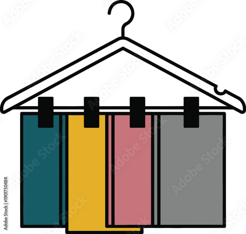 Multi-Colored Fabric Swatches on Clothes Hanger Display