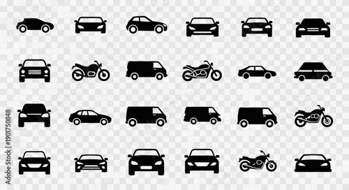 Collection of Various Vehicle Icons.