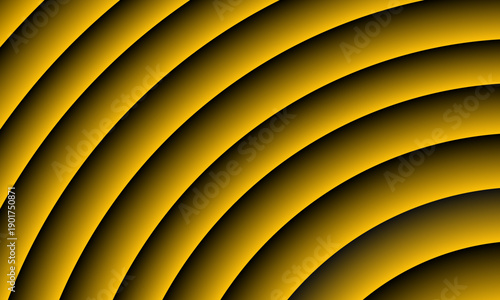 Abstract gold curved wave layers on black background