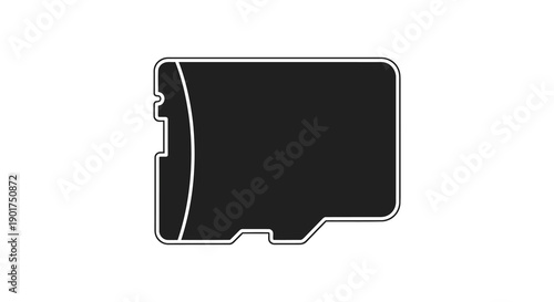 A minimalist graphic depicts a black sd card with a white outline representing data storage high quality professional
