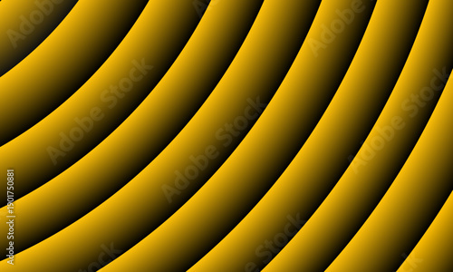 Abstract gold curved wave layers on black background