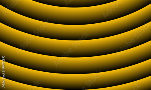 Abstract gold curved wave layers on black background