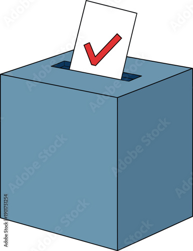 Election Ballot Box with Voted Paper Slot Vector Icon