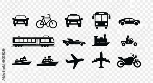 Collection of Transportation Icons Vector Illustration.