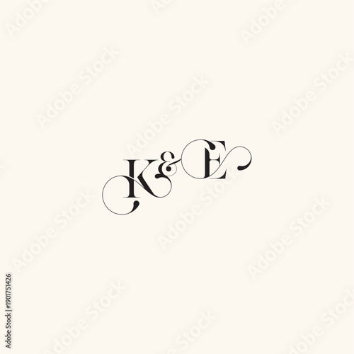 wedding caligraphic logo EK elegancy and beauty in one look with monogram concept letter