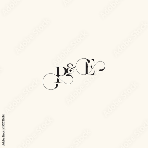 wedding caligraphic logo EP elegancy and beauty in one look with monogram concept letter