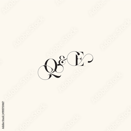 wedding caligraphic logo EQ elegancy and beauty in one look with monogram concept letter