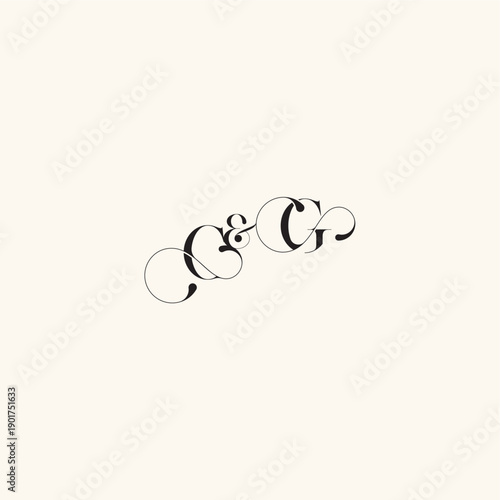 wedding caligraphic logo with monogram concept letter elegancy and beauty in one look GC