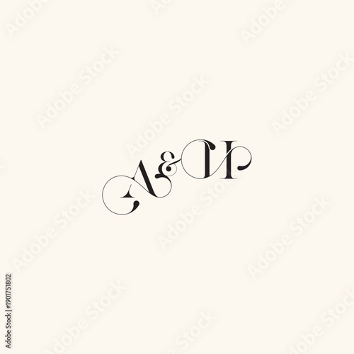 wedding caligraphic logo with monogram concept letter elegancy and beauty in one look HA