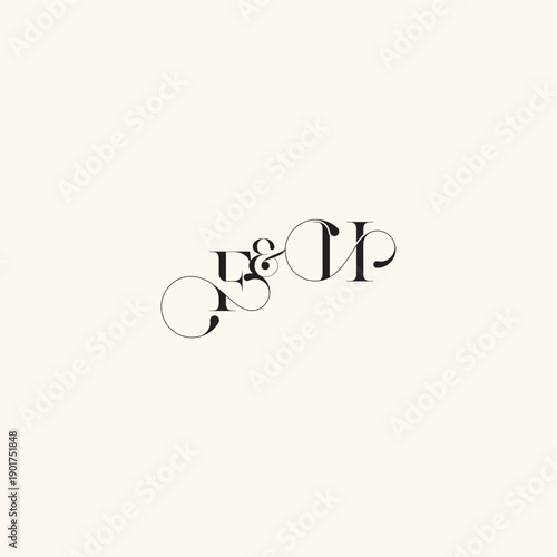 wedding caligraphic logo with monogram concept letter elegancy and beauty in one look HF