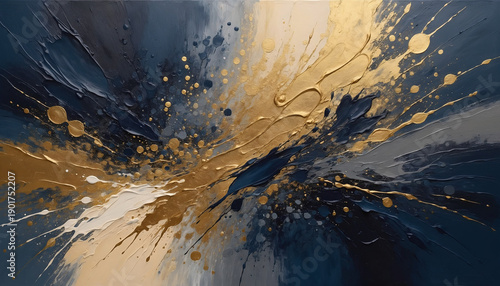 Abstract golden explosion with deep blue, creating a vibrant, luxurious texture