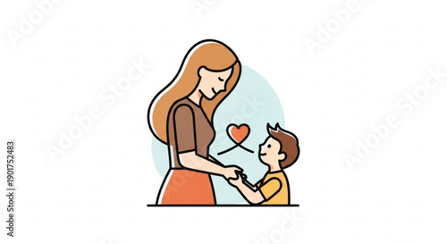 Mother and child sharing love and affection with heart symbol between them