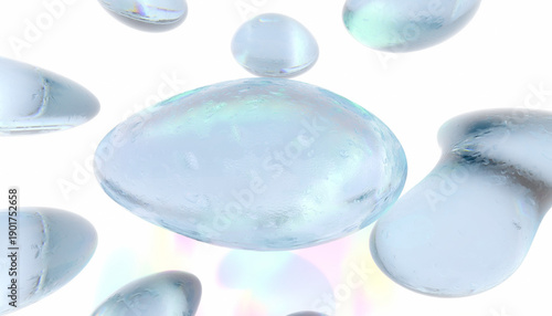 Abstract liquid droplets with soft light and reflections