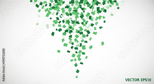 Green confetti particles falling down on white background festive atmosphere vector eps10