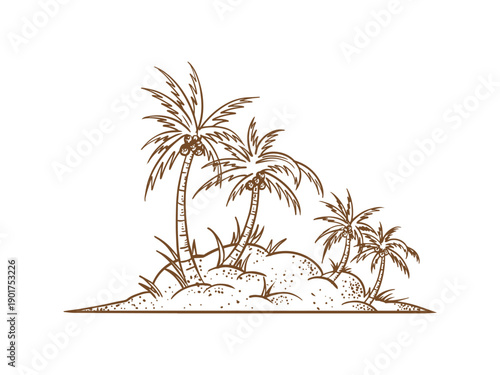 hand drawn coconut trees illustrations summer element