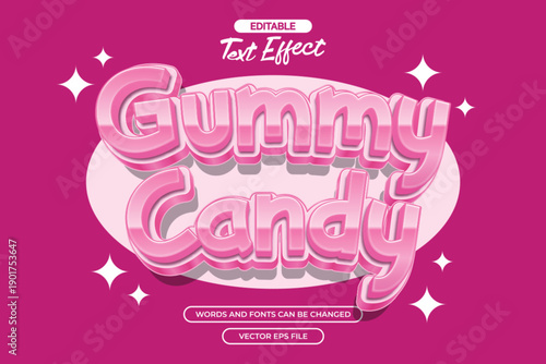 Gummy candy editable text effect pink gradient text style