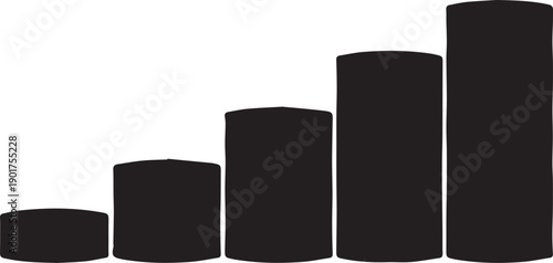 Growing business success chart with increasing bar graph columns shape progression vector