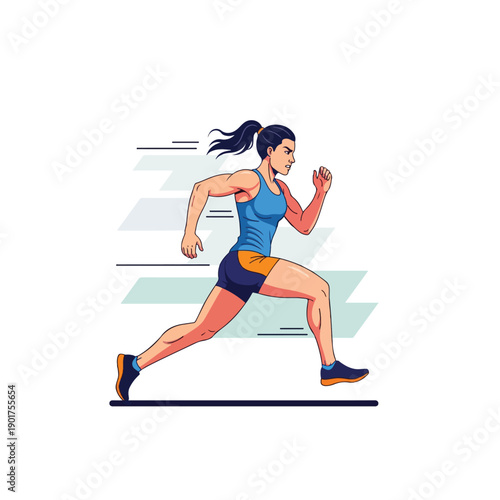 A woman in athletic wear is running quickly